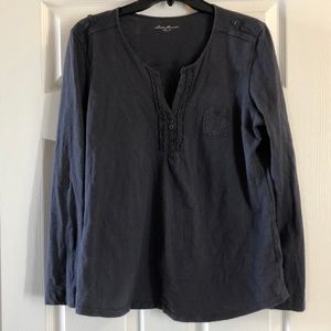 Henley top by Eddie Bauer w/ detailing.